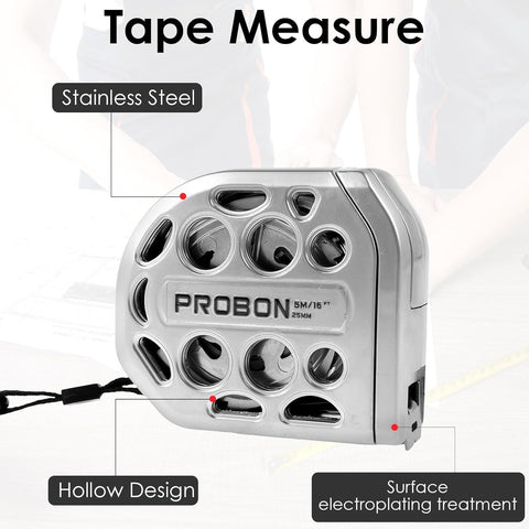 PROBON 25ft tape measure waterproof and rustproof for durability in damp environments
