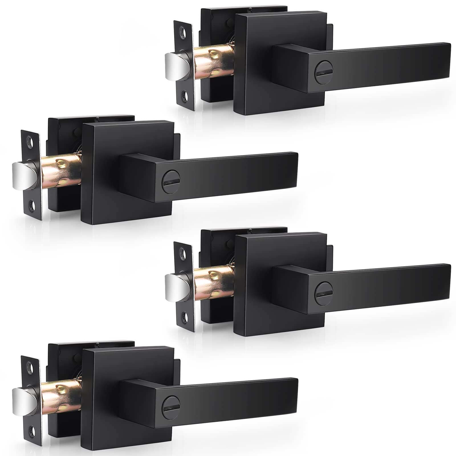 Probrico four pack matte black privacy lever on door for interior use