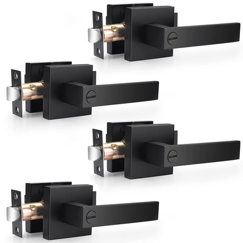 Probrico four pack matte black privacy lever on door for interior use