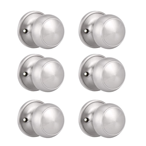Probrico six-pack satin nickel dummy door knobs for non-turning door pulls.