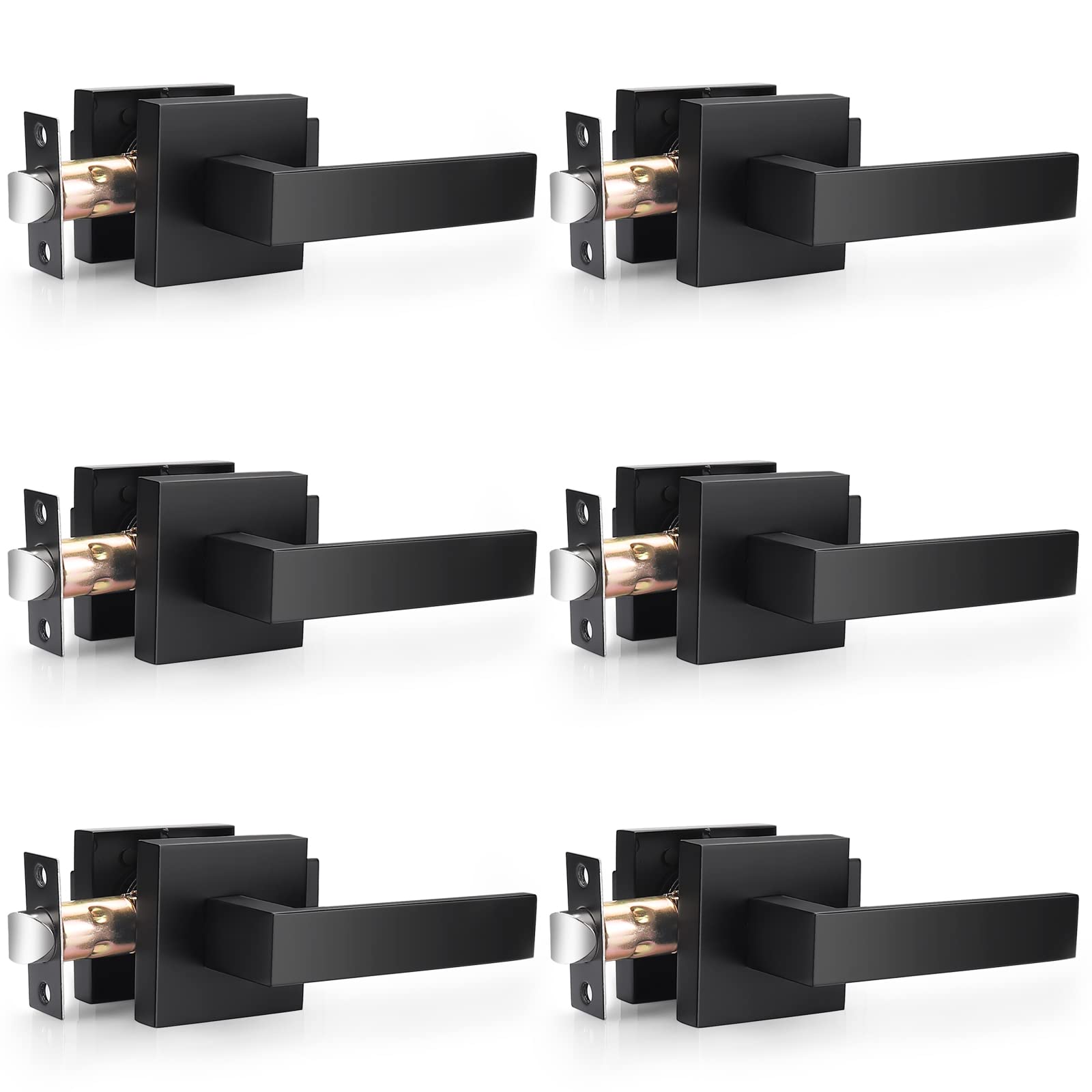Probrico matte black passage levers on hall closet door, durable zinc alloy construction