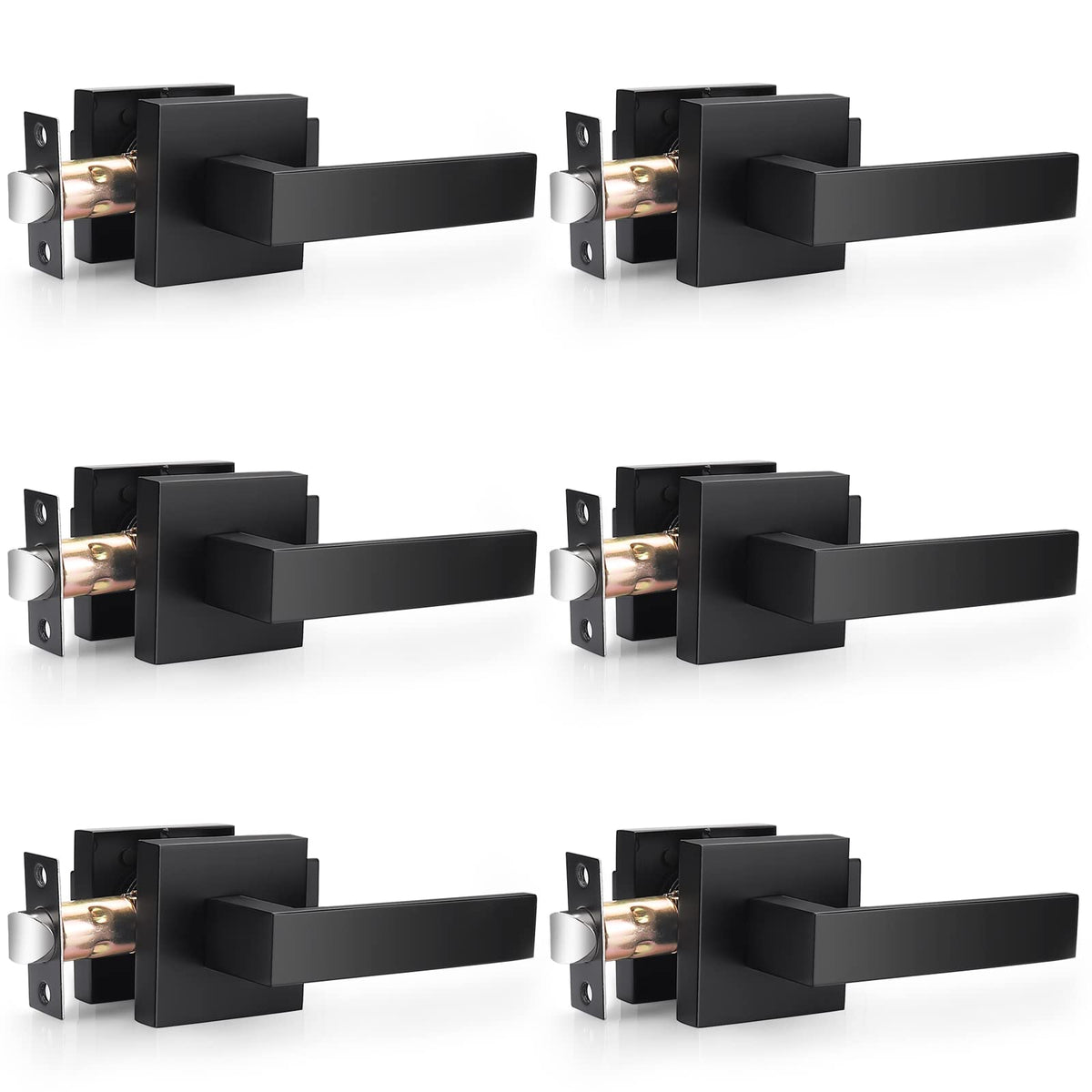 Probrico matte black passage levers on hall closet door, durable zinc alloy construction