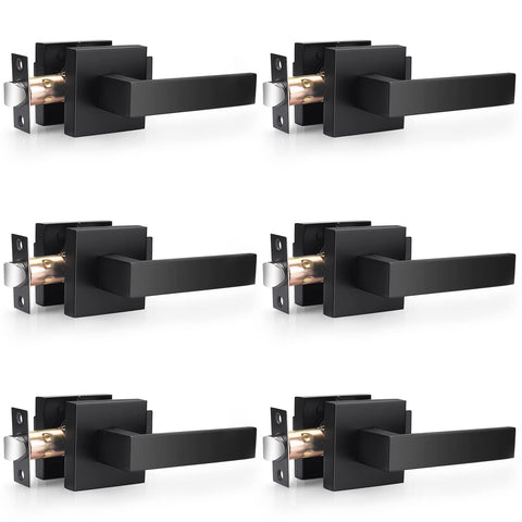 Probrico matte black passage levers on hall closet door, durable zinc alloy construction