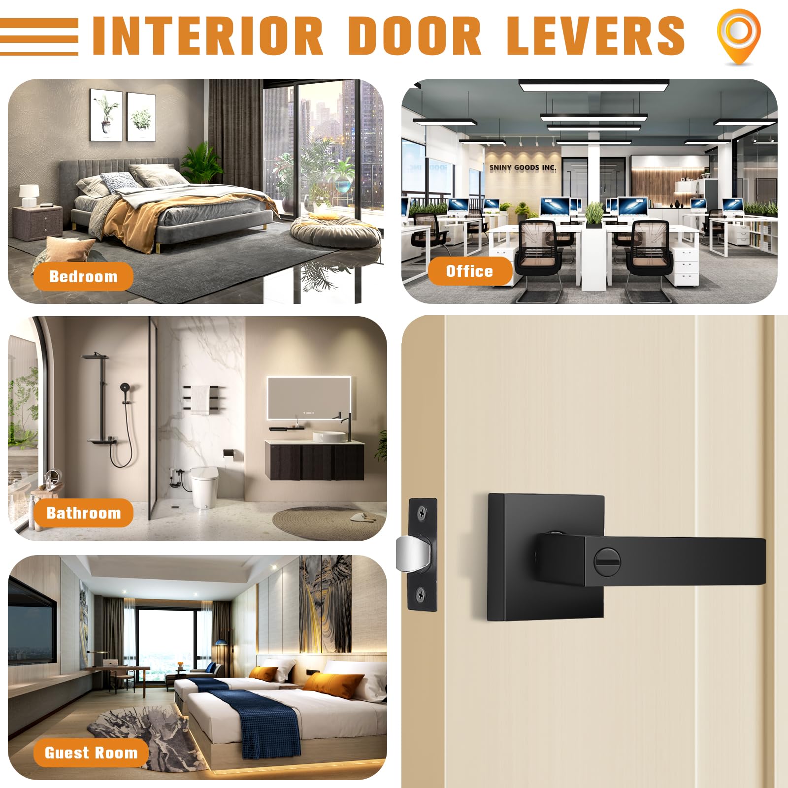 Adjustable latch shown for 2-3/8 and 2-3/4 inch doors