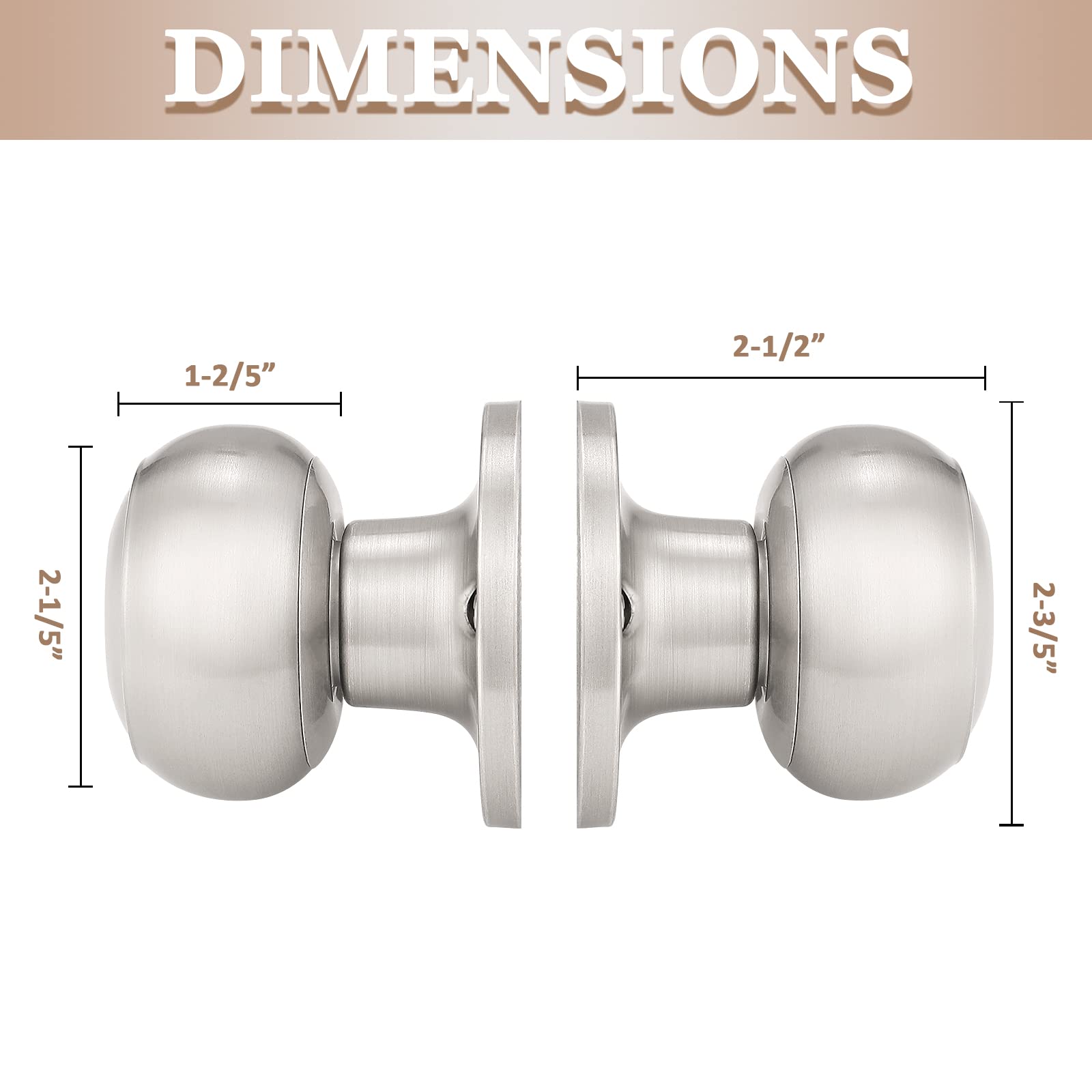 Probrico adjustable latch knob set showing 60-70mm backset option.