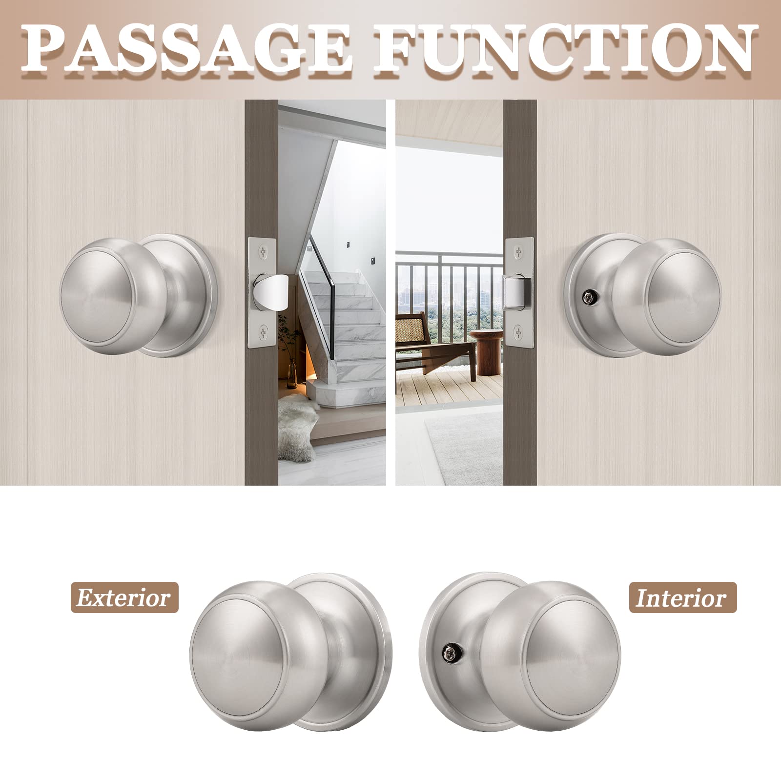 ANSI Grade 3 rated knob with 5-pin brass cylinder for reliable performance