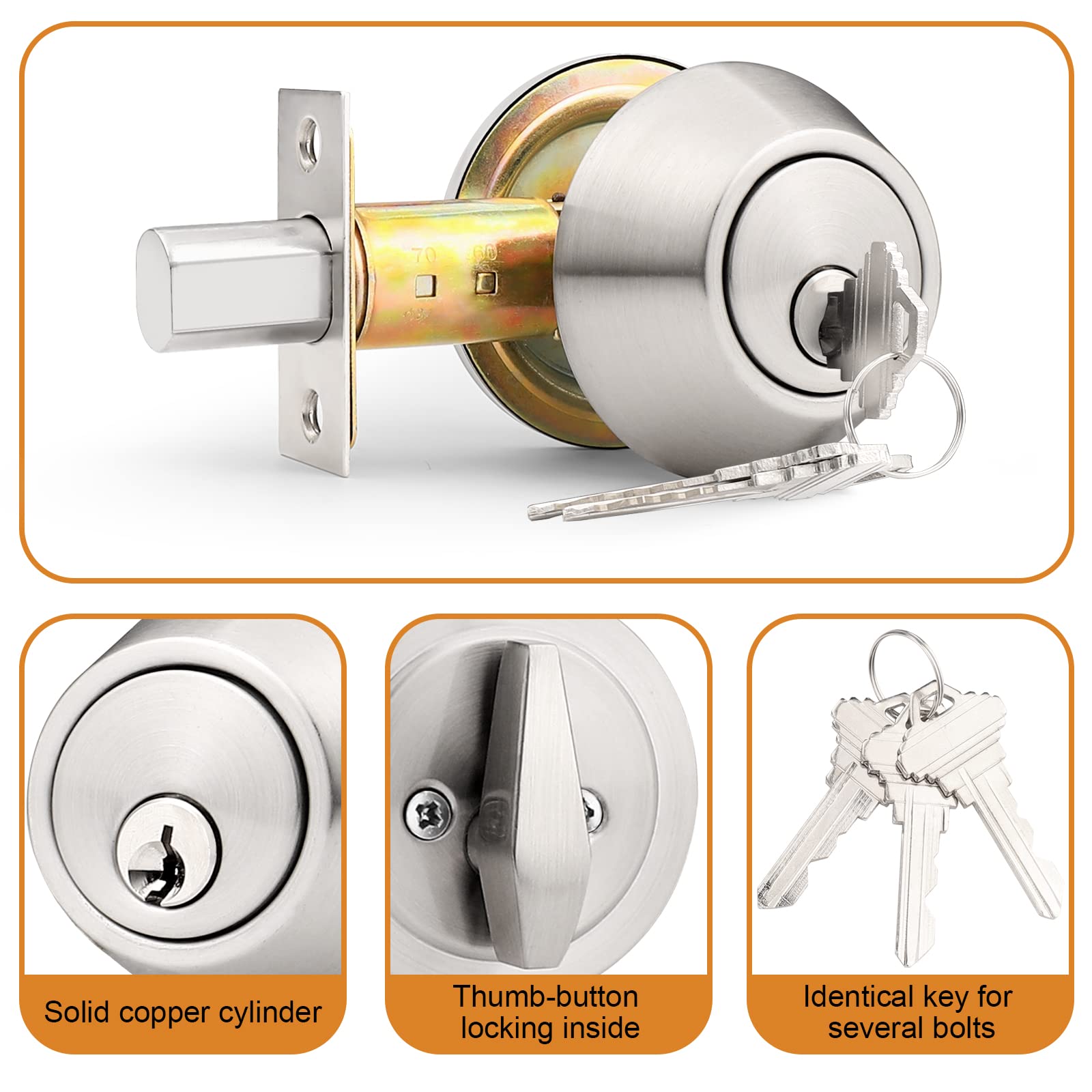 Probrico anti-fingerprint zinc alloy body protects front door hardware.