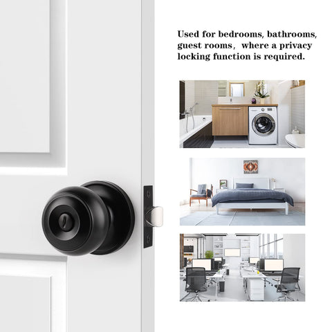 Probrico privacy turn button on a door knob enabling keyless privacy