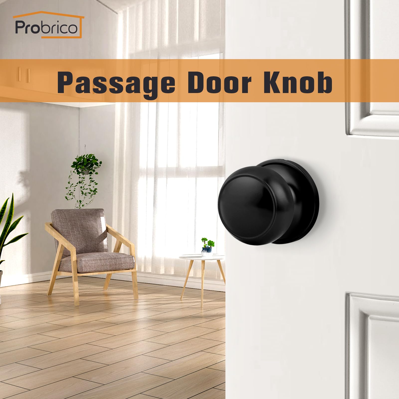 Probrico black ball door knob for pantry doors in modern interiors