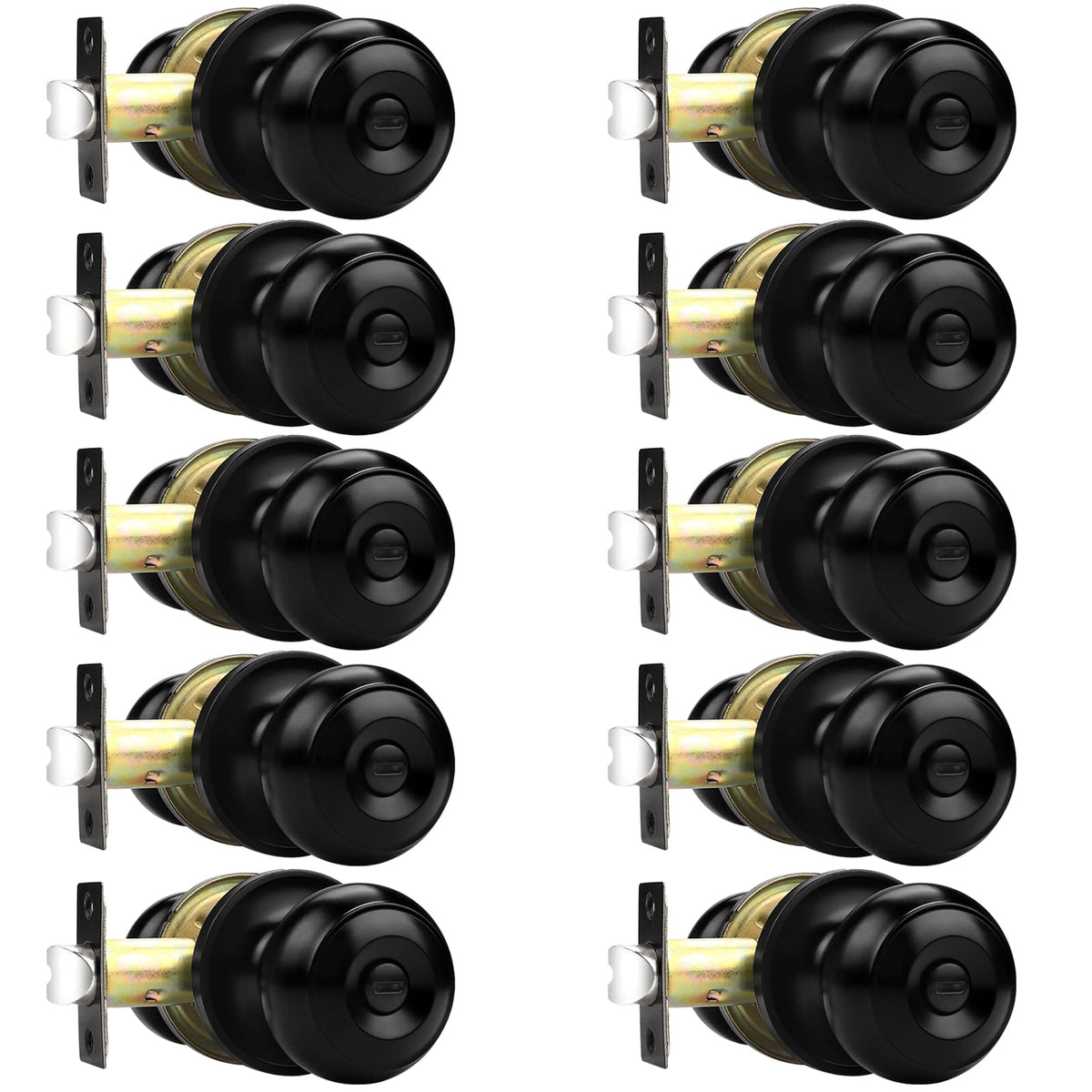 Probrico black privacy door knob kit for interior doors with easy thumb turn lock