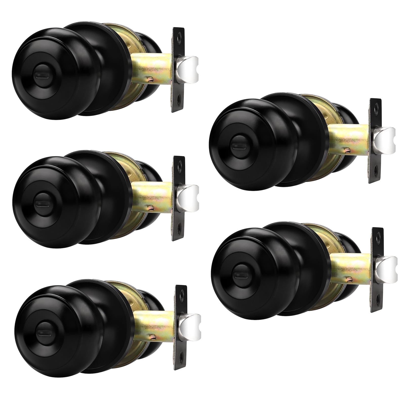 Probrico black round-ball interior knobs assembly for interior doors with durable matte finish