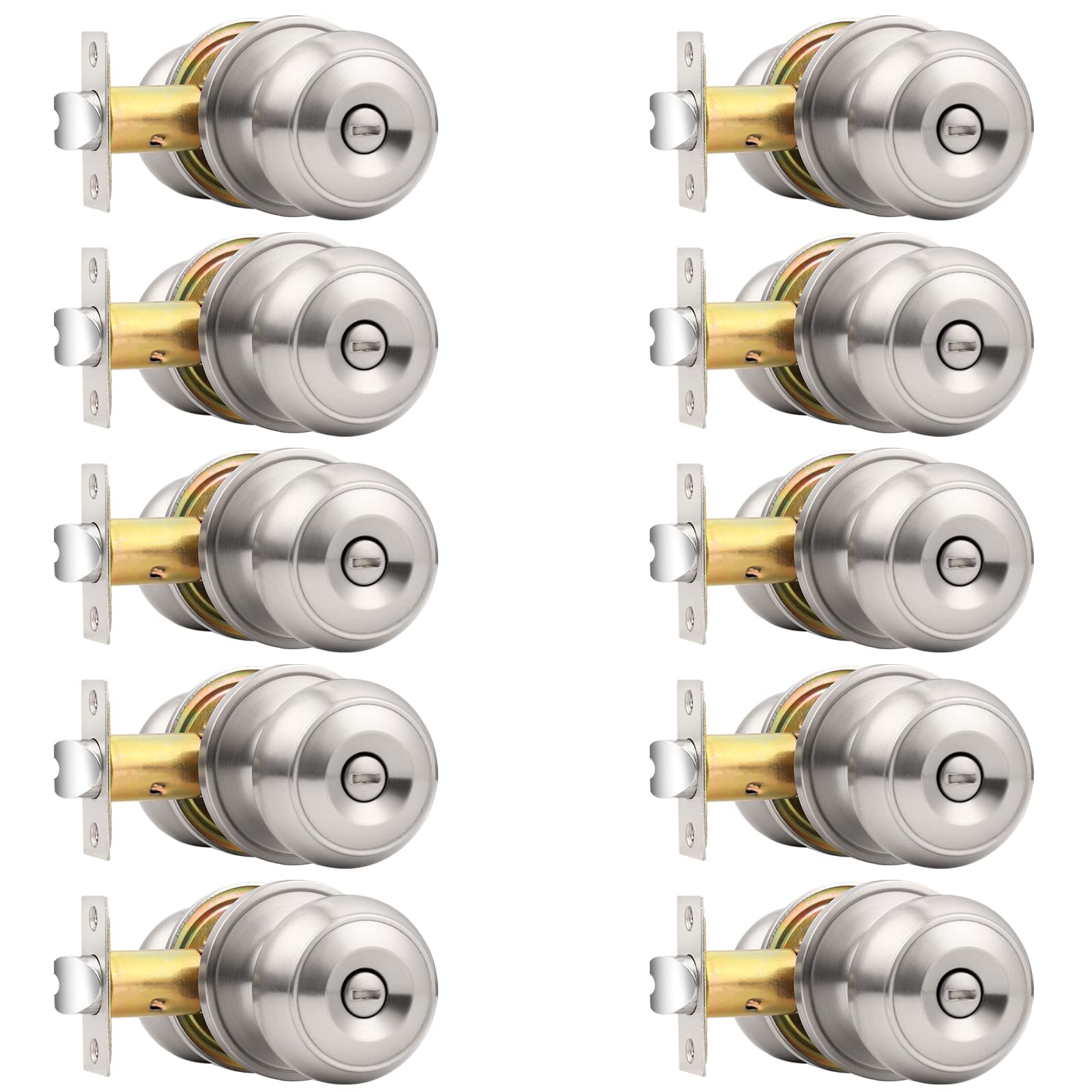 Probrico brushed nickel bed/bath knob pack on interior door for privacy