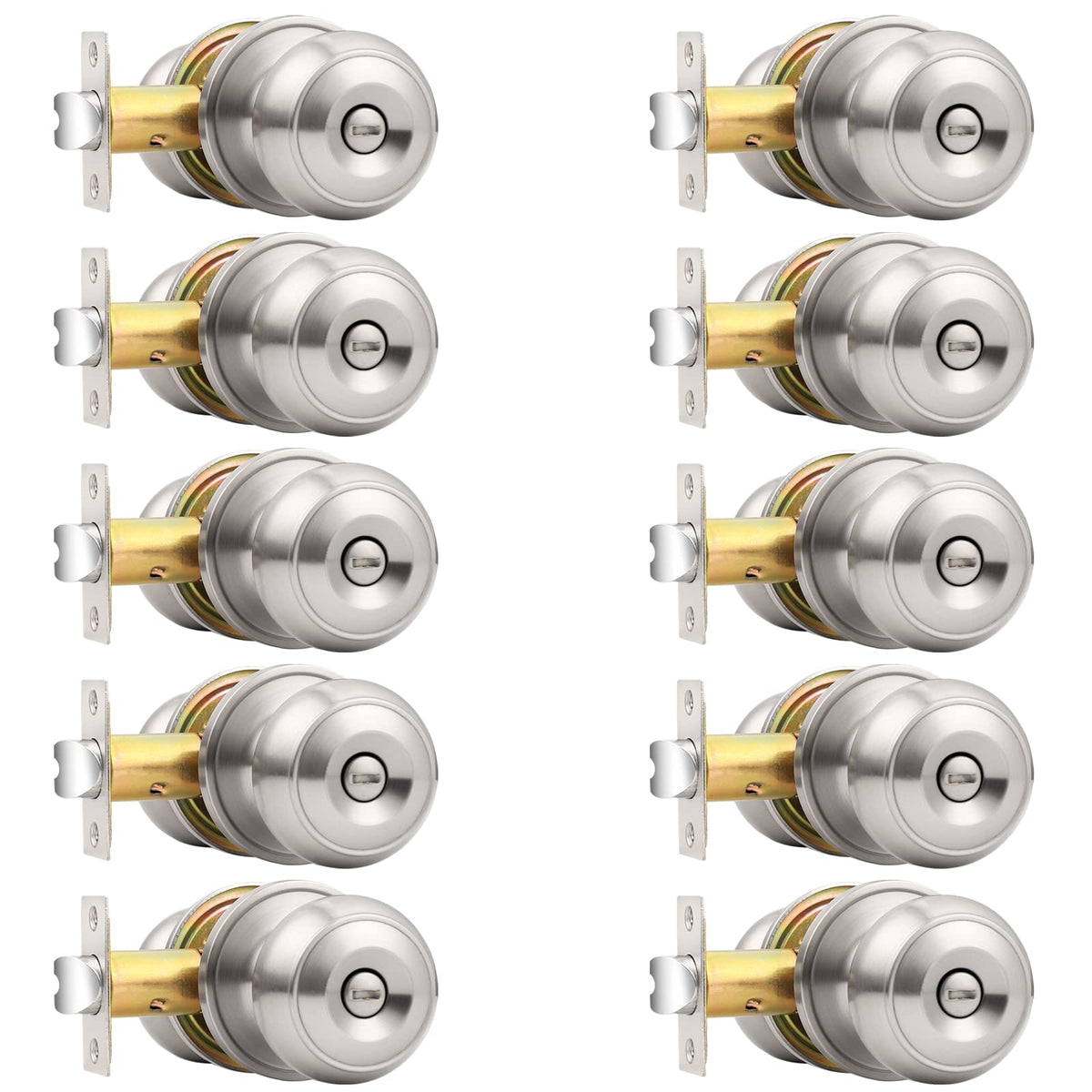 Probrico brushed nickel bed/bath knob pack on interior door for privacy