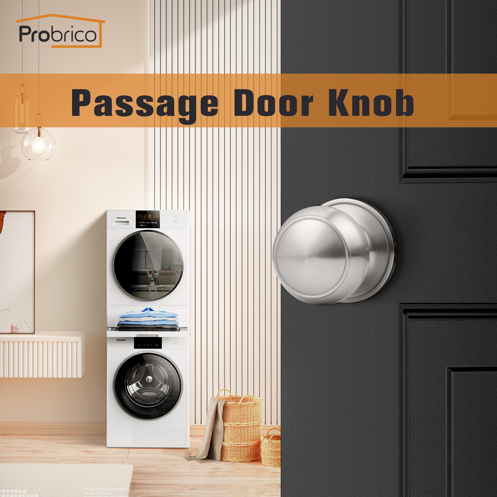 Closeup of Probrico brushed nickel door knob showing durable finish.