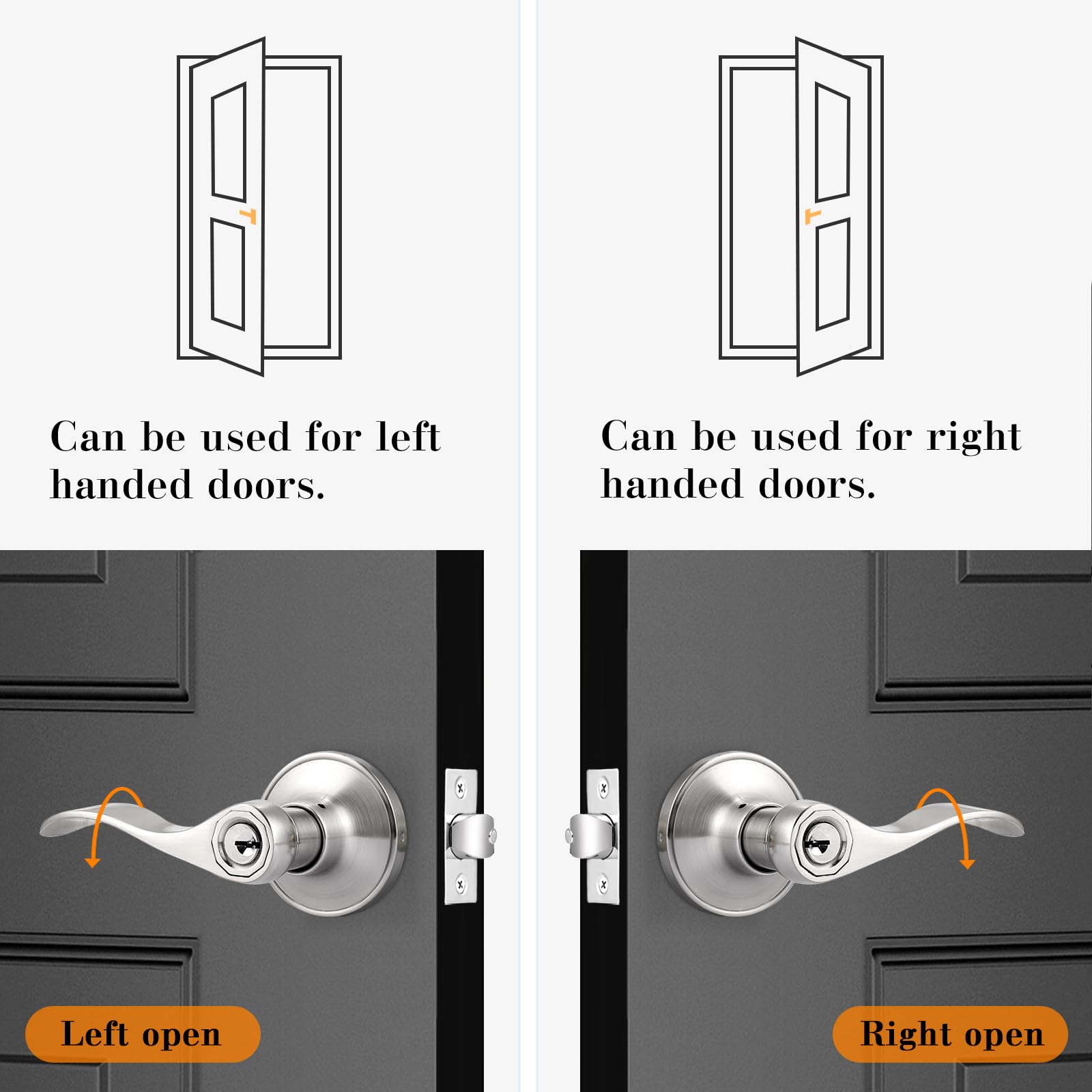 Probrico brushed nickel entry lock closeup showing rust-resistant coating.
