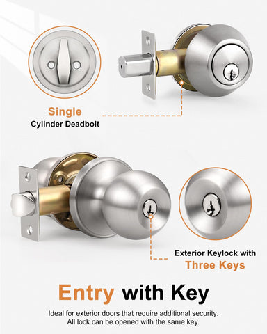Probrico brushed nickel finish provides durable, corrosion-resistant exterior hardware.