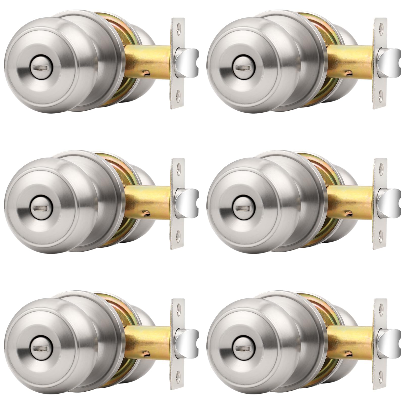 Probrico brushed-nickel privacy knob with thumb-turn for interior doors