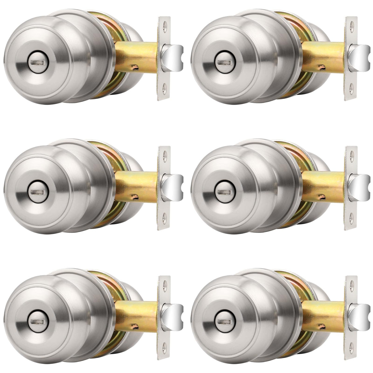 Probrico brushed-nickel privacy knob with thumb-turn for interior doors