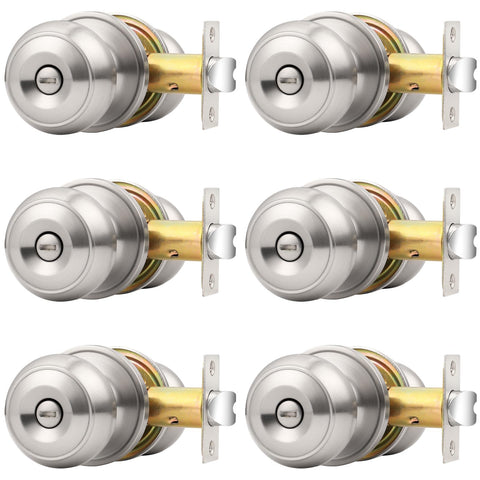 Probrico brushed-nickel privacy knob with thumb-turn for interior doors