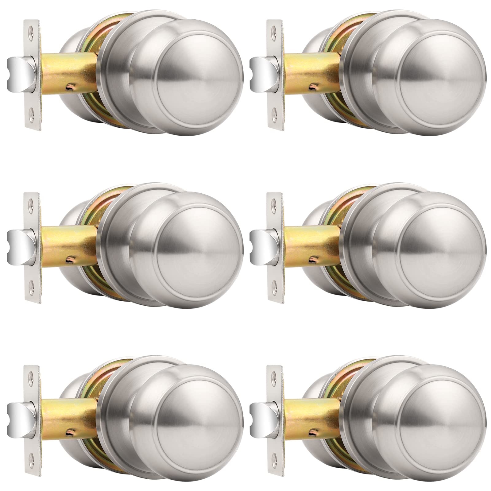 Probrico brushed nickel passage knob round interior door use