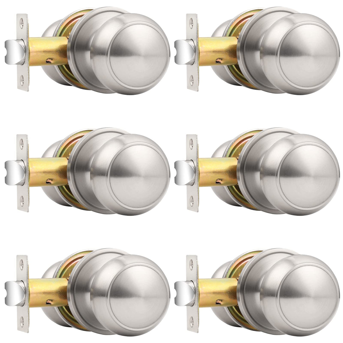 Probrico brushed nickel passage knob round interior door use