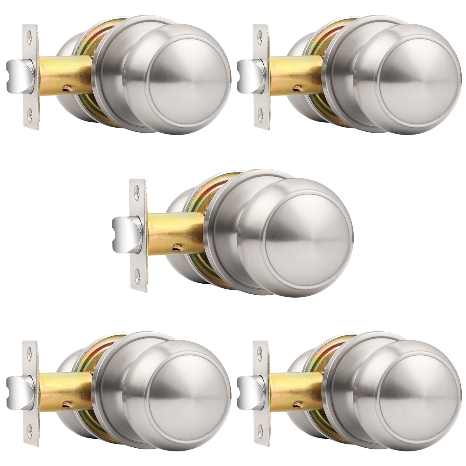 Probrico brushed nickel passage knob on interior door for easy hallway access