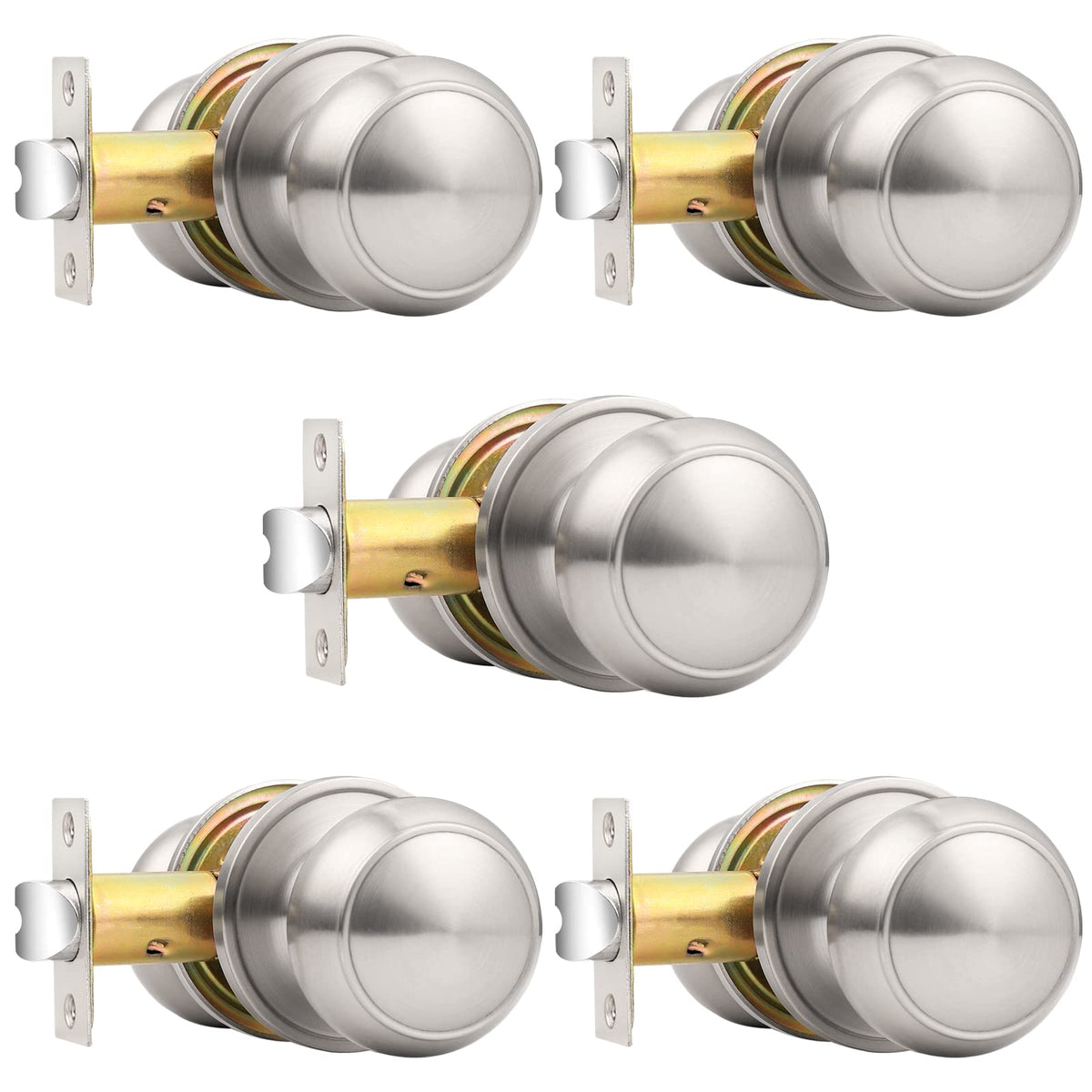 Probrico brushed nickel passage knob on interior door for easy hallway access