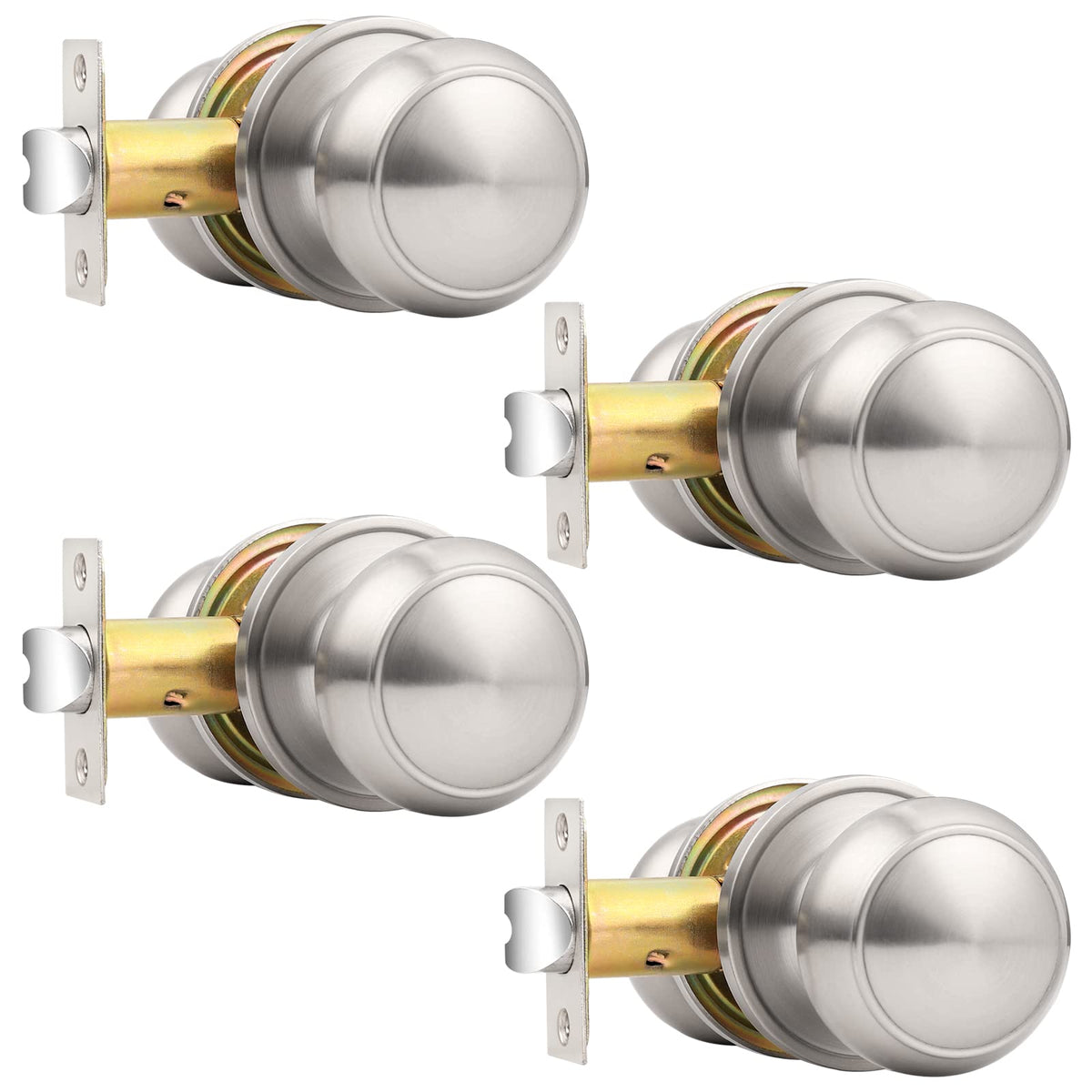 Probrico brushed nickel passage knobs set for interior doors, easy to install.