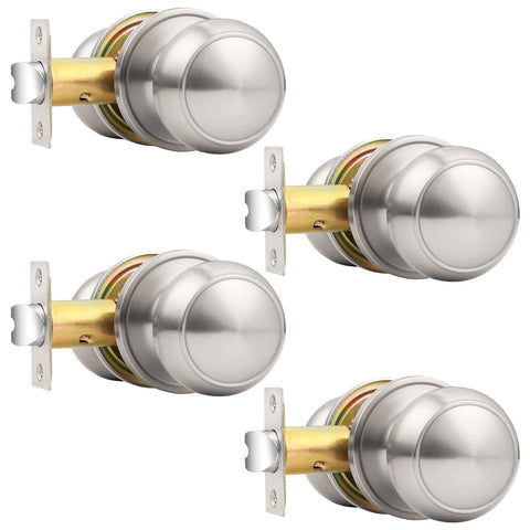 Probrico brushed nickel passage knobs set for interior doors, easy to install.