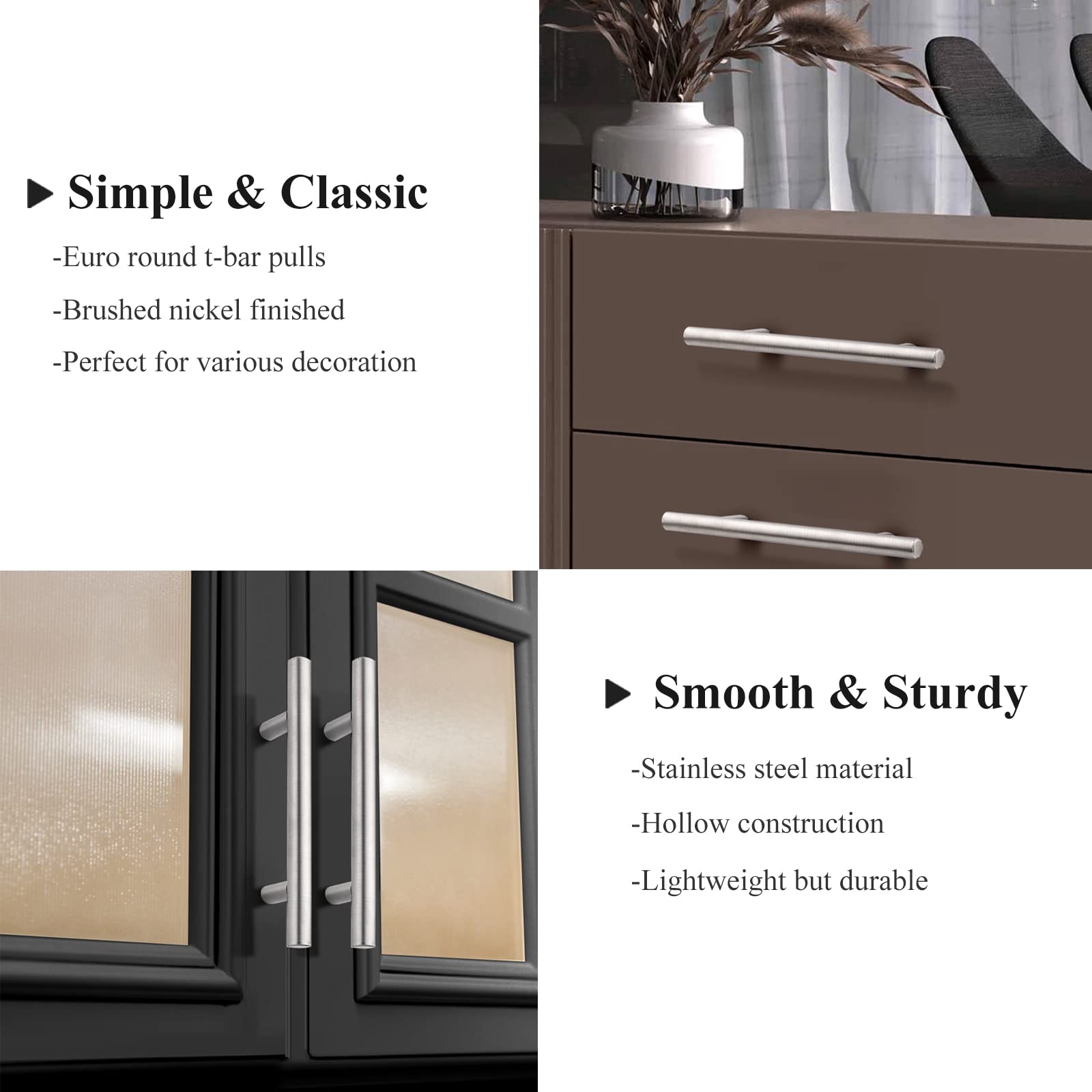 Probrico cabinet hardware close-up showing sturdy brushed nickel pull and screws.