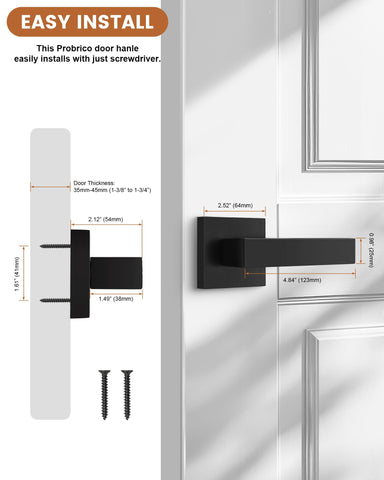 Probrico closet dummy lever hardware in black for stylish mounting
