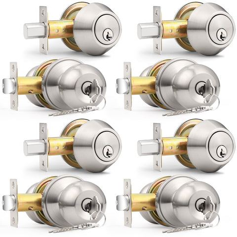 Probrico four-pack keyed-alike exterior lock set with knob and deadbolt.