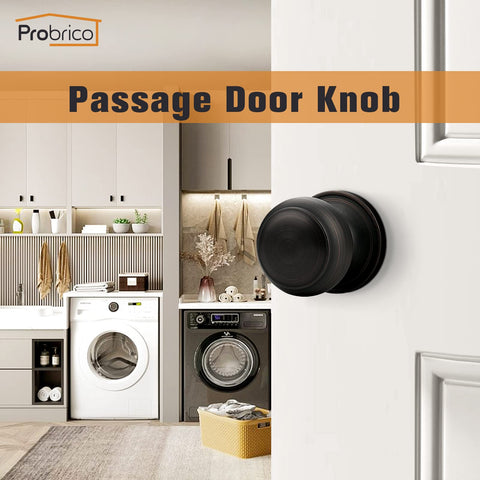 Probrico oil rubbed bronze interior knob on hall door for easy daily use.