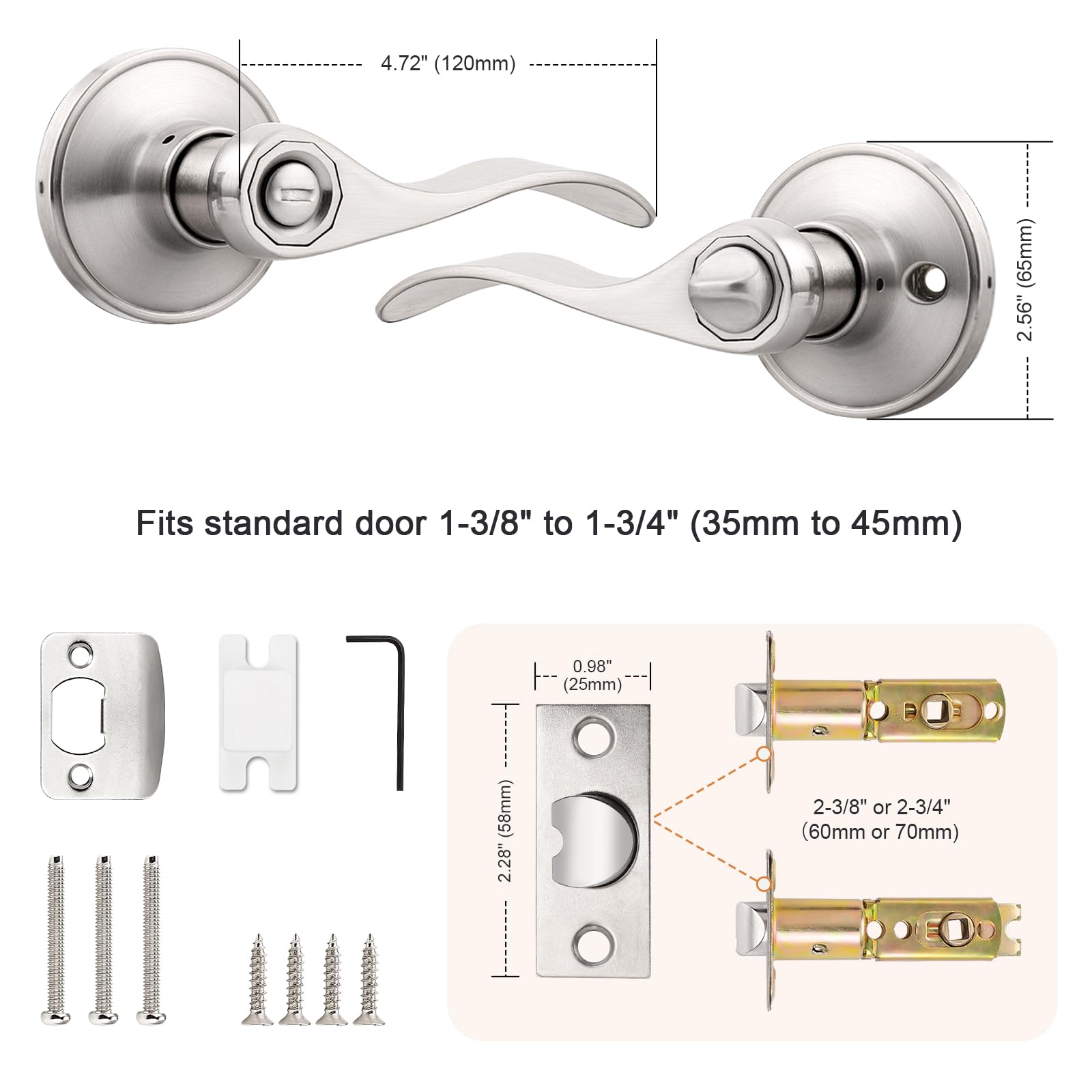 Probrico door lever for 35-45mm thick doors with easy install.