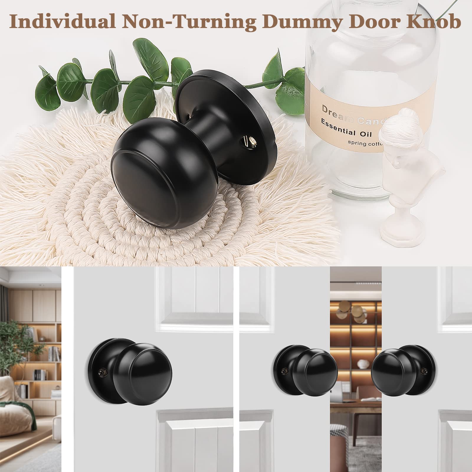 Probrico dummy knob plate detail shows sturdy stainless steel in black finish