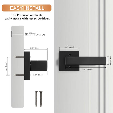 Probrico dummy lever with front screw holes, easy double-sided installation.