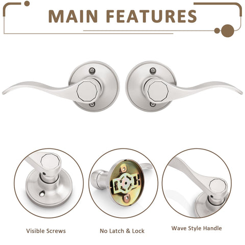 Probrico dummy lever set includes mounting screws in satin nickel.