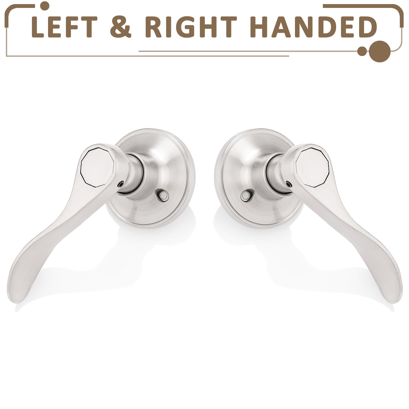 Close-up view of Probrico wave-style dummy lever in satin nickel finish.