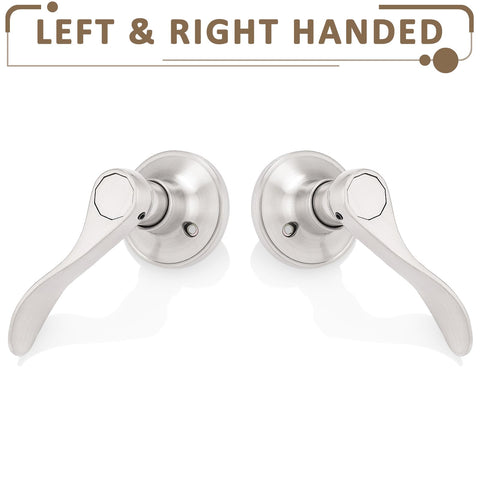 Close-up view of Probrico wave-style dummy lever in satin nickel finish.