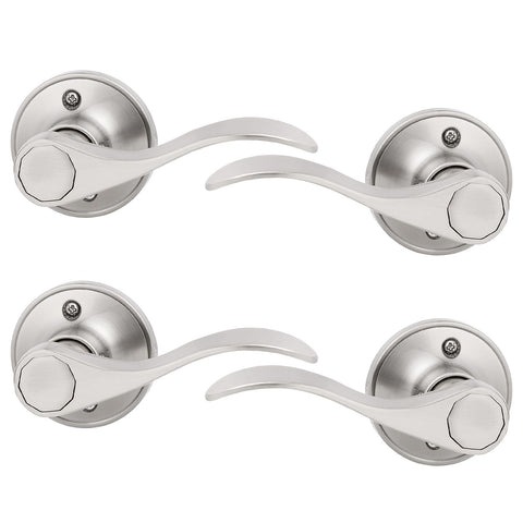 Probrico dummy lever with wave design in satin nickel for left or right-handed doors.