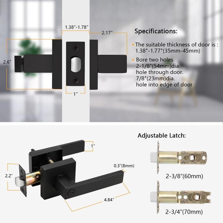 Probrico easy-install privacy lever with included hardware for quick setup