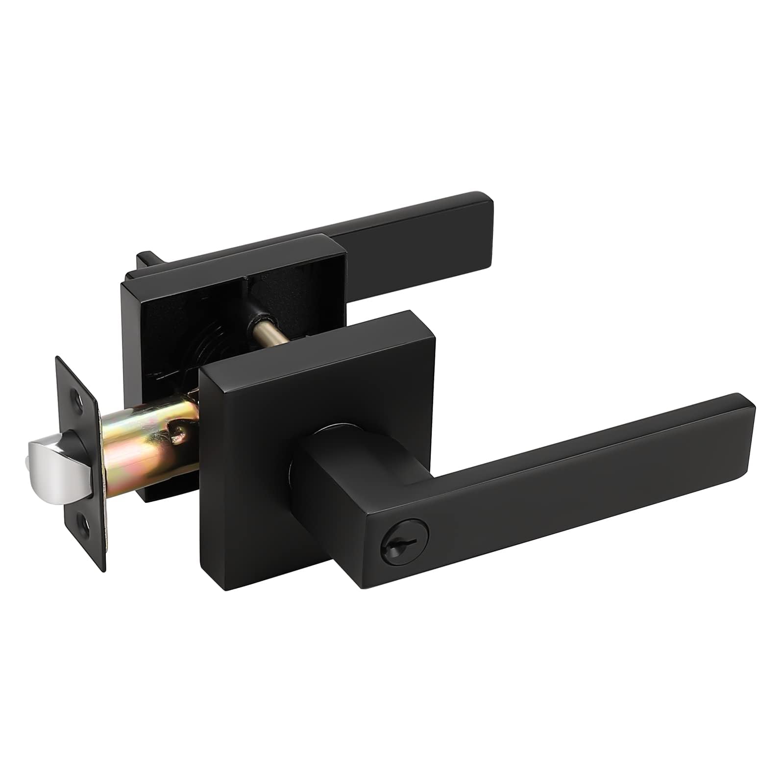 Probrico matte black entry door lever installed on an exterior door showing a secure, solid feel