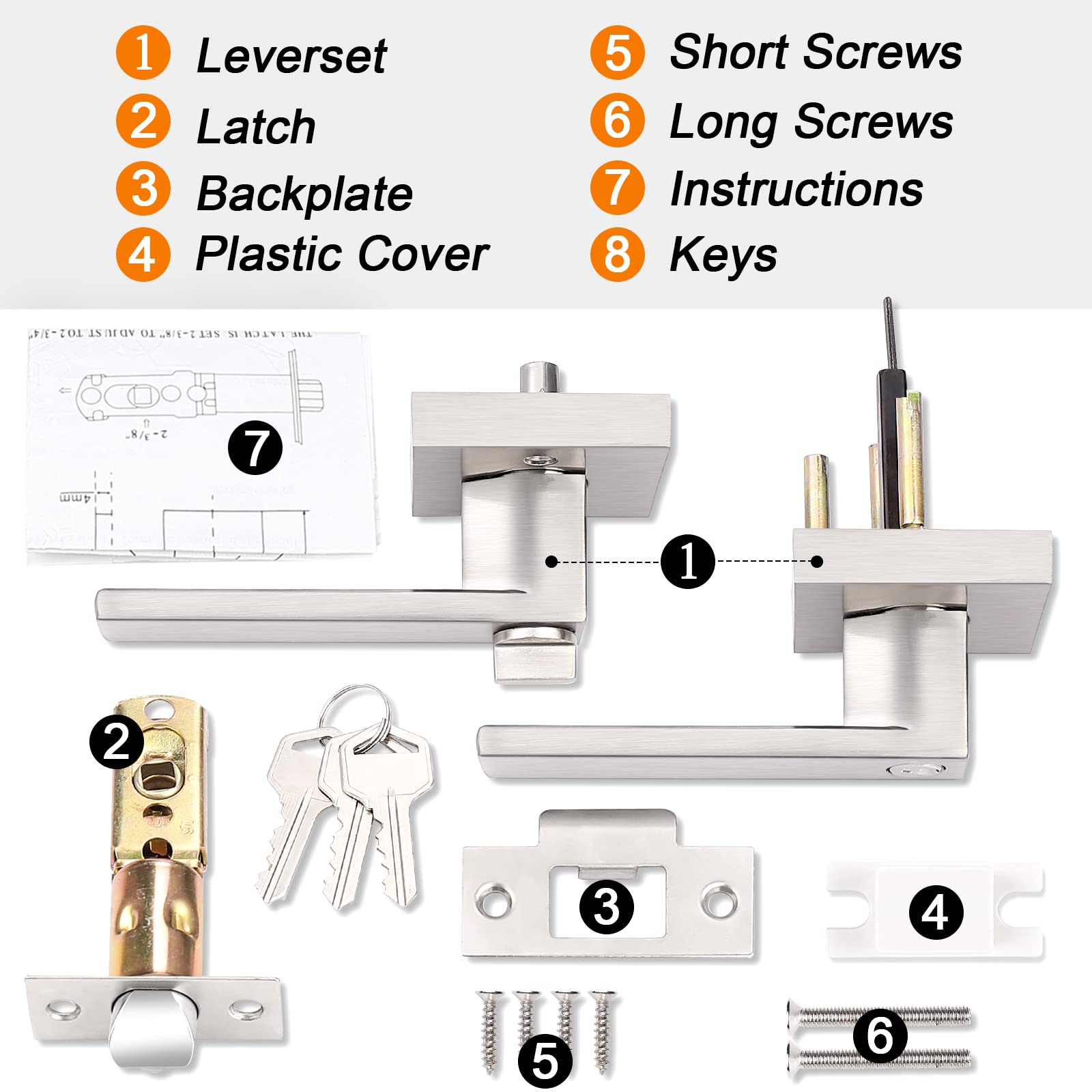 Probrico lever with adjustable latch for 2-3/8 or 2-3/4 inch doors