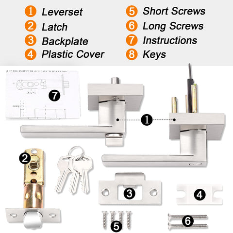 Probrico lever with adjustable latch for 2-3/8 or 2-3/4 inch doors
