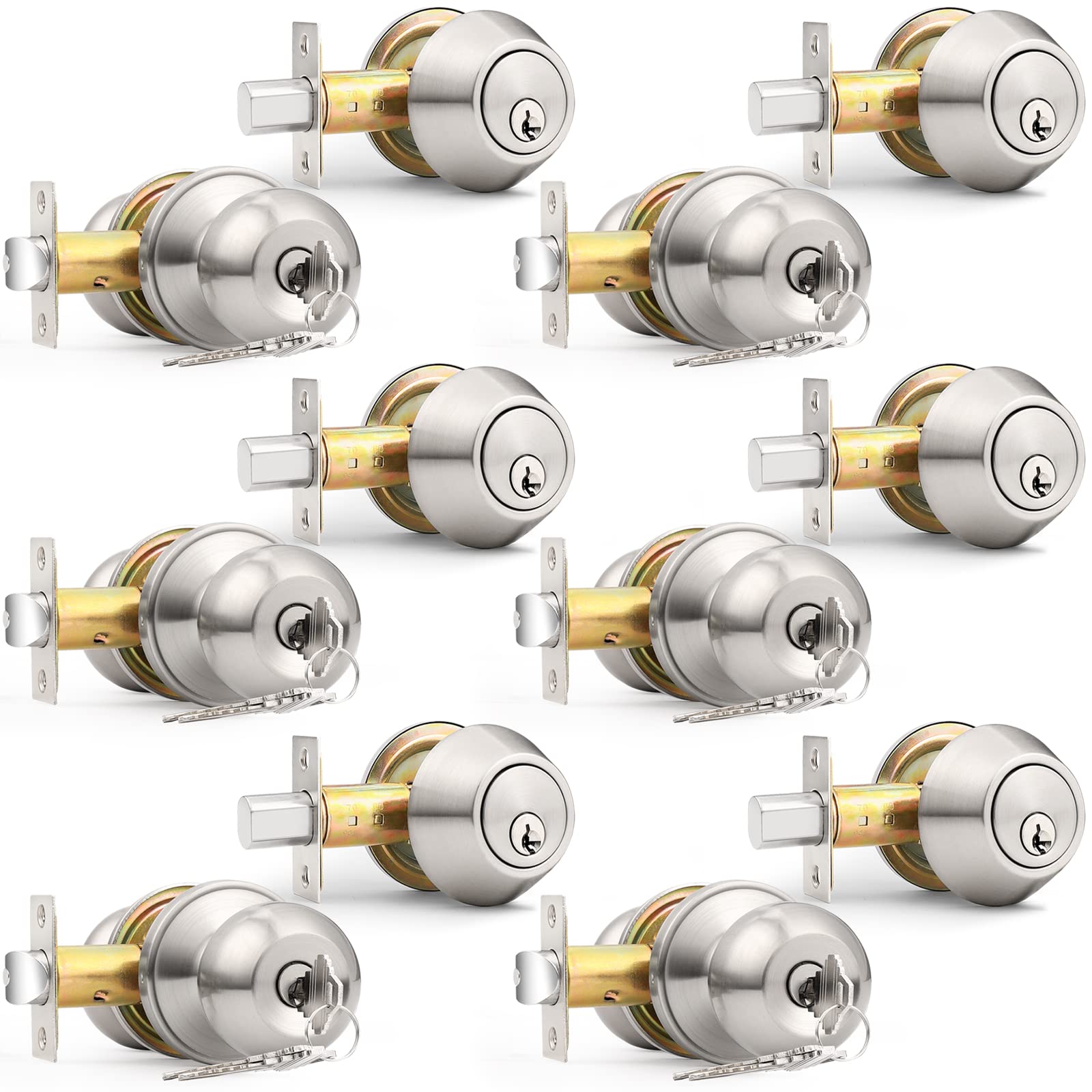 Probrico exterior door knob with brushed nickel finish for secure entry.