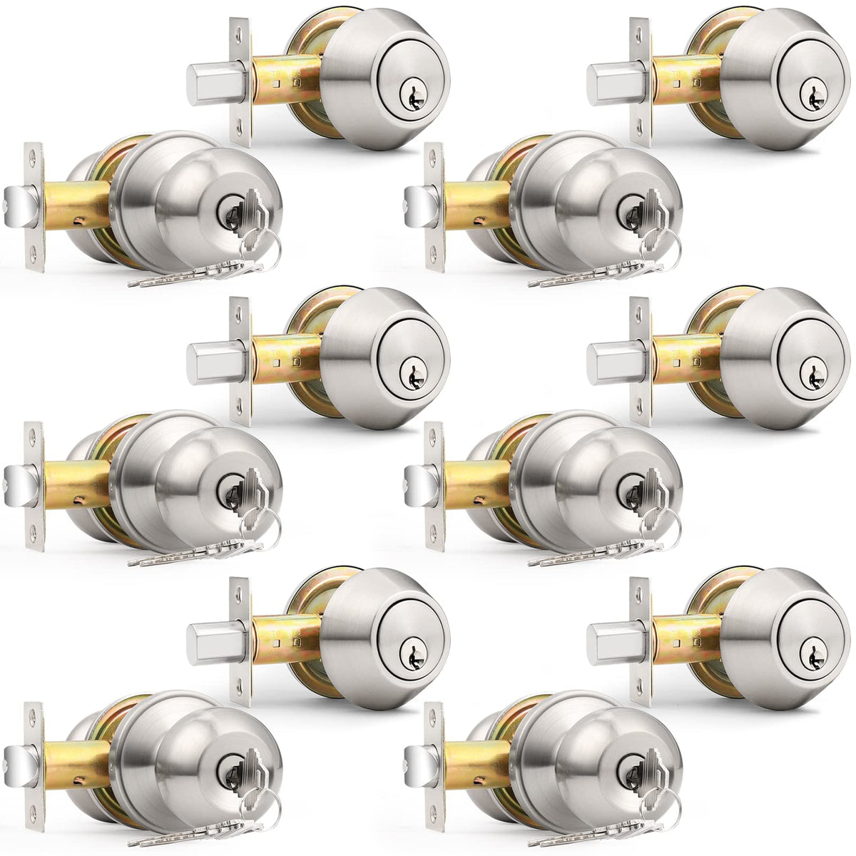 Probrico exterior door knob with brushed nickel finish for secure entry.
