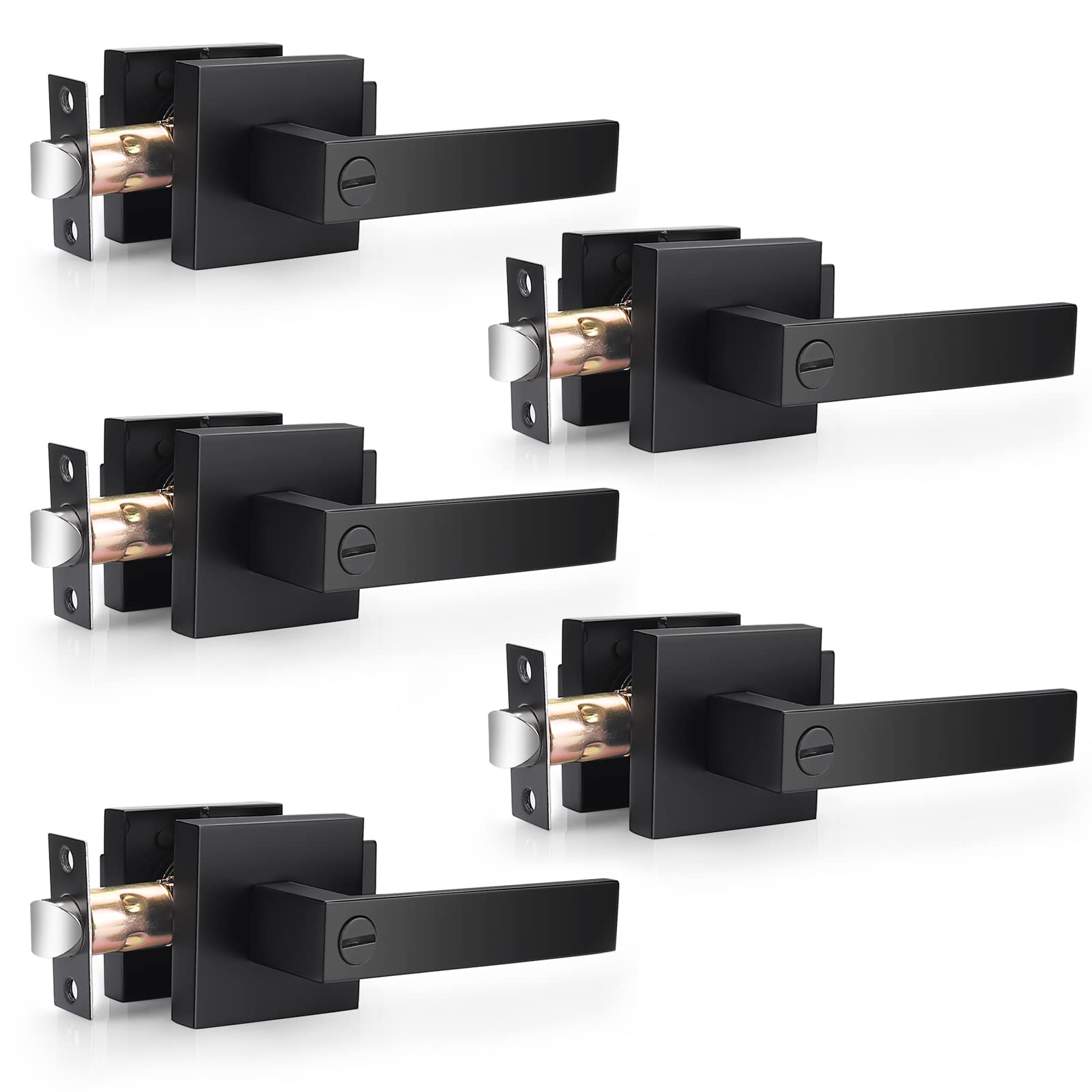 Probrico five-pack privacy lever matte black for multiple interior doors