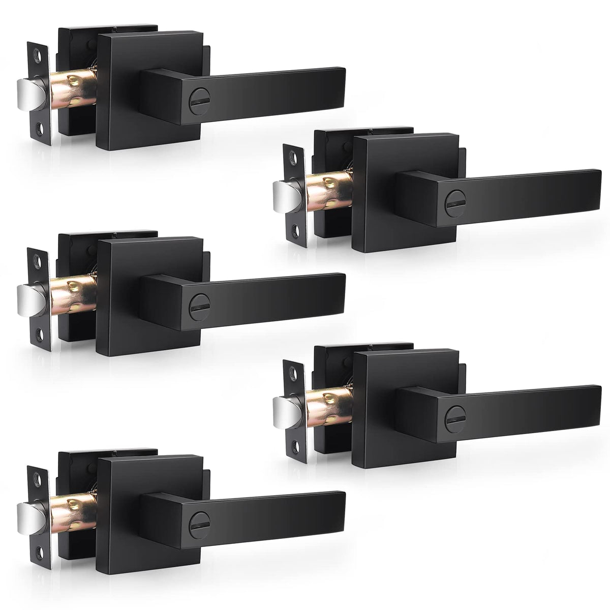 Probrico five-pack privacy lever matte black for multiple interior doors