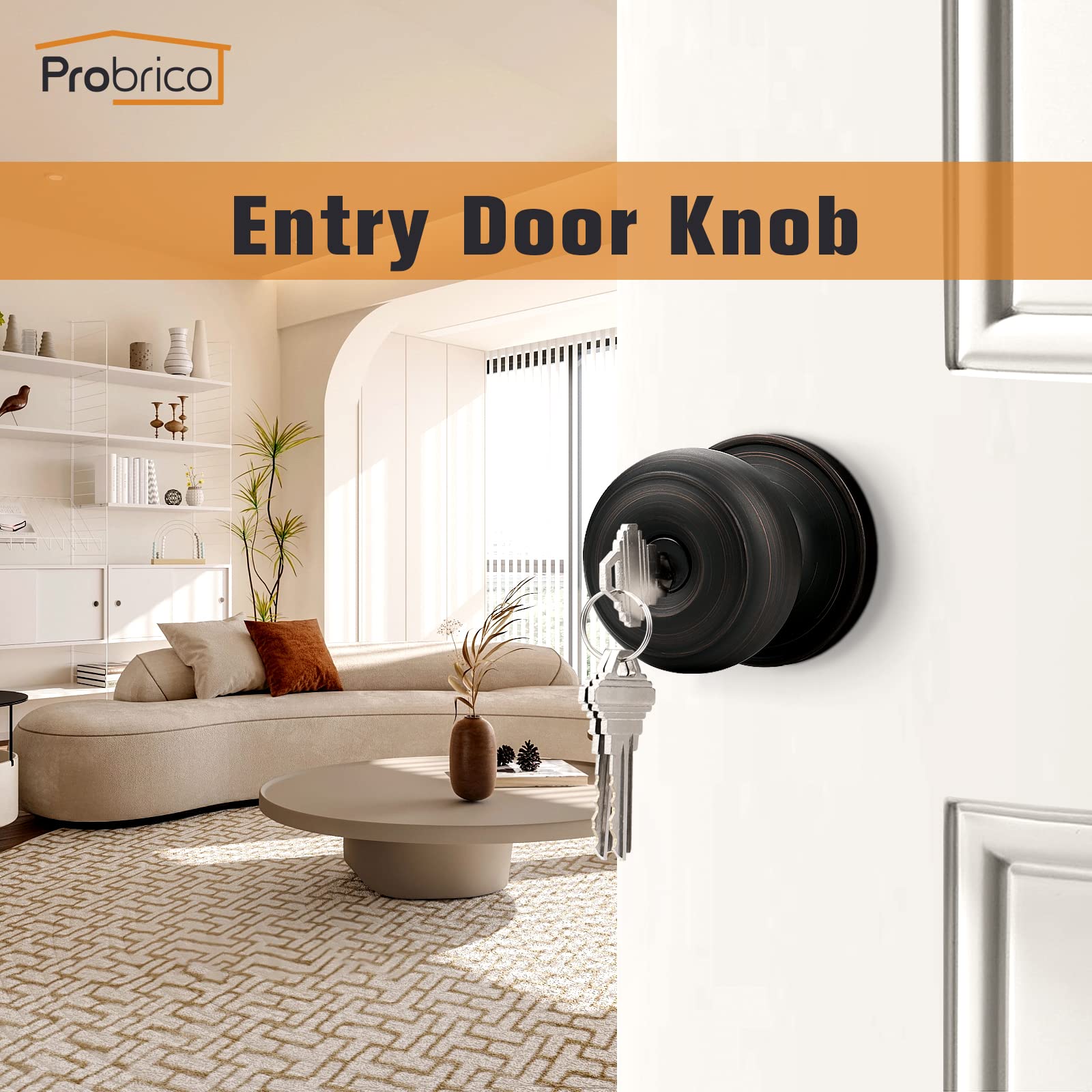 Probrico flat-ball knob in oil rubbed bronze design