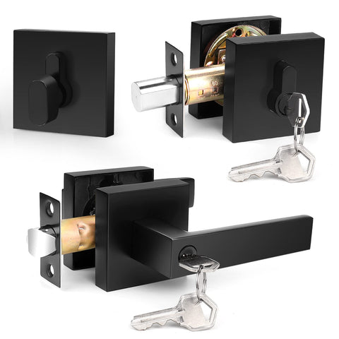 Probrico flat black entry lever front door for secure access
